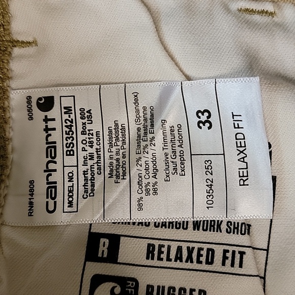 Men's Rugged Flex Relaxed Fit Canvas Cargo Shorts, Khaki, Size 33, NWOT - Picture 12 of 13